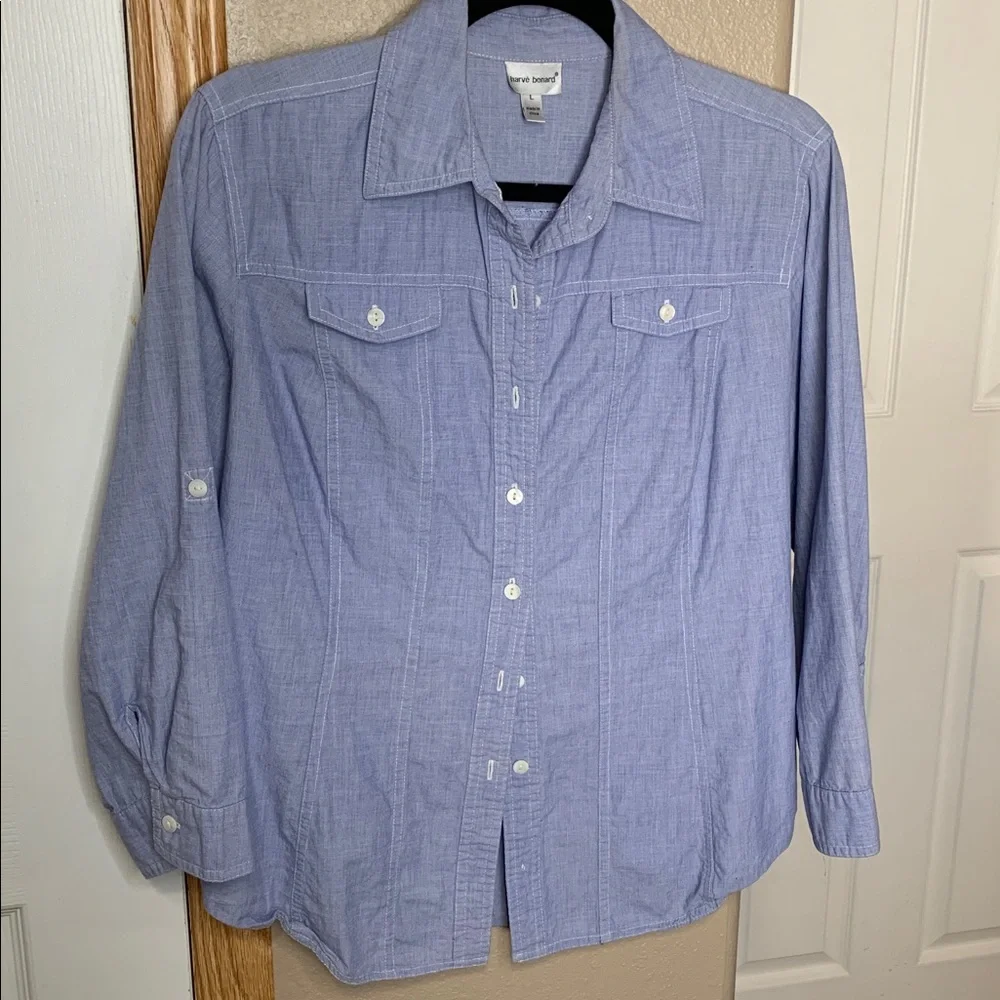 HARVE BENARD Light Blue Cotton Button Down Shirt - Picture 2 of 8